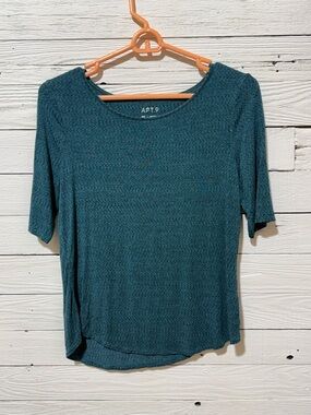 Apt. 9 Women's Teal Short Sleeve Scoop Neck Top